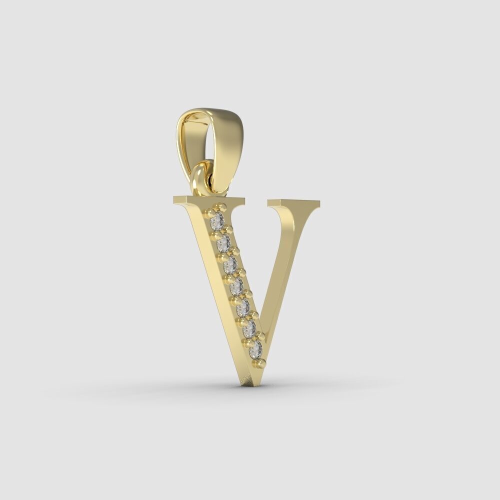 Alphabet Latin with gems V 3D print model_14