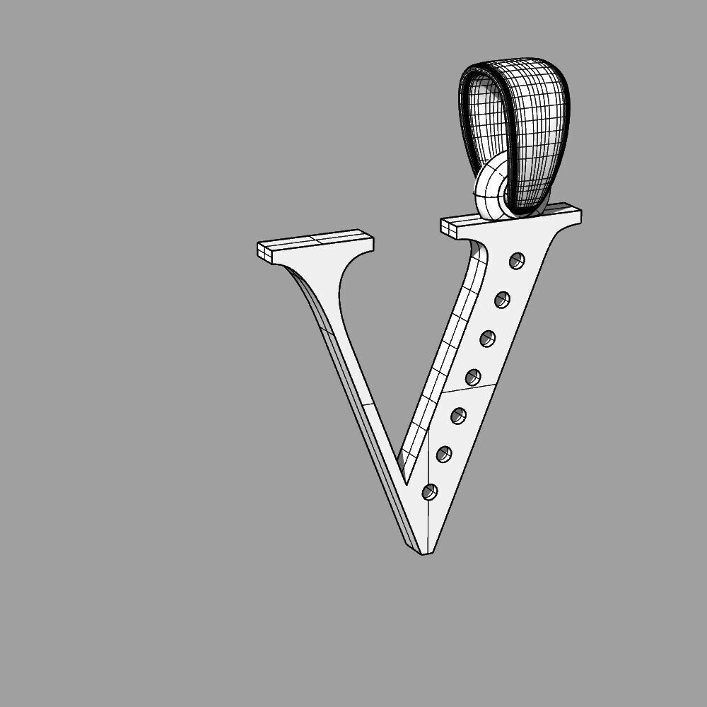 Alphabet Latin with gems V 3D print model_21