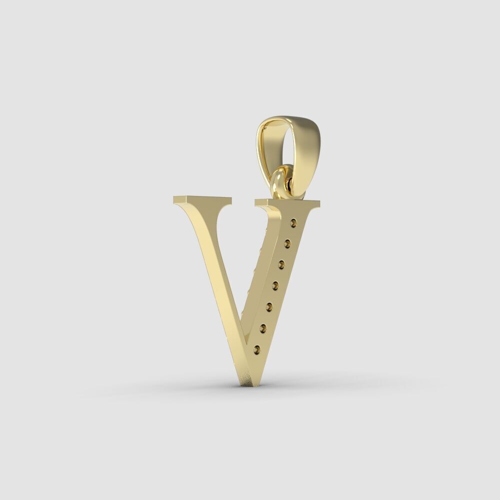 Alphabet Latin with gems V 3D print model_8