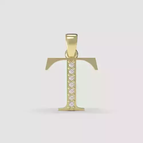 Alphabet Latin with gems T 3D print model