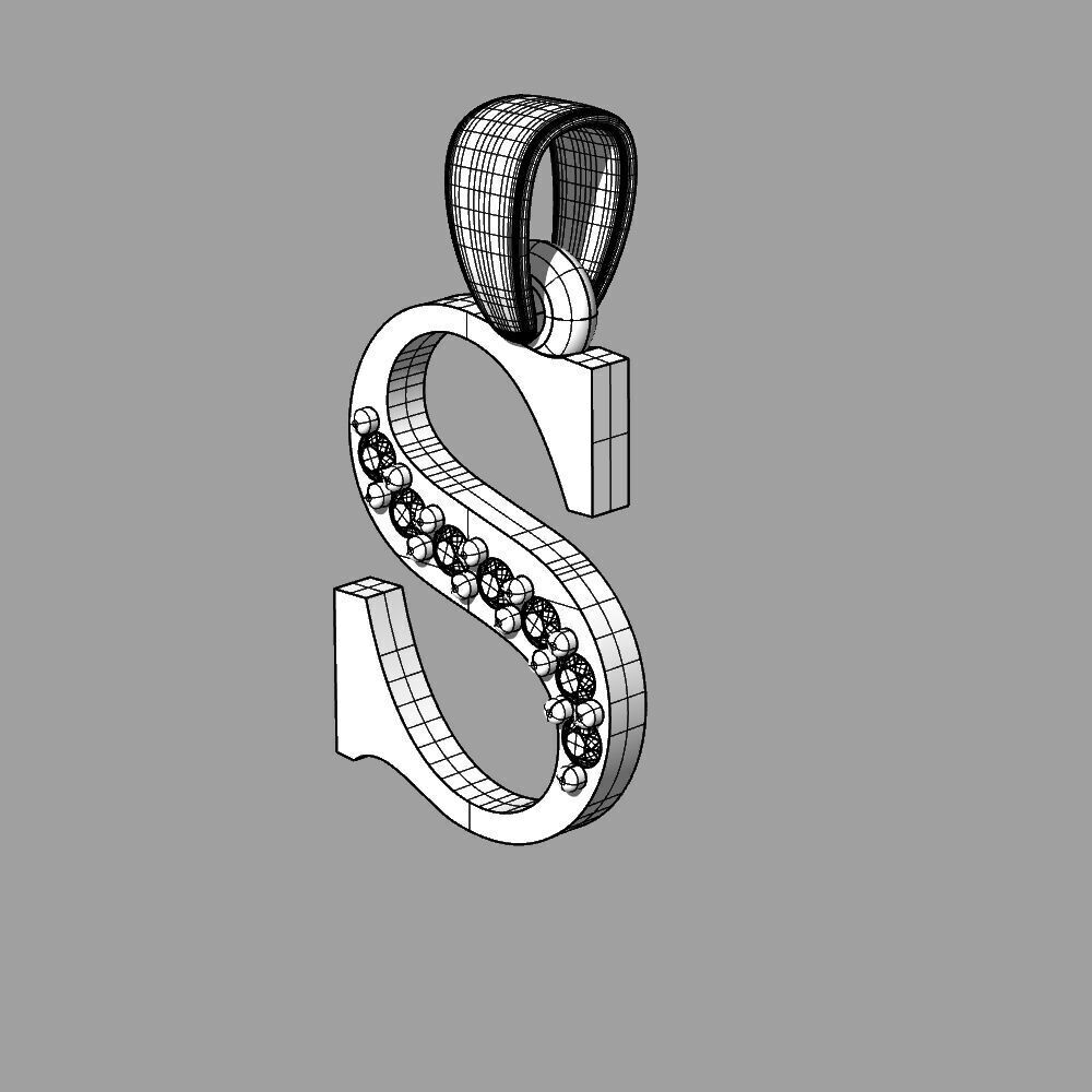 Alphabet Latin with gems S 3D print model_18