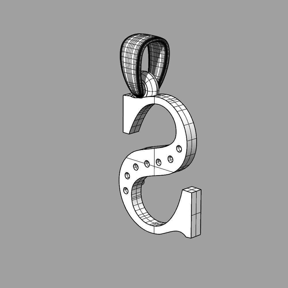 Alphabet Latin with gems S 3D print model_23