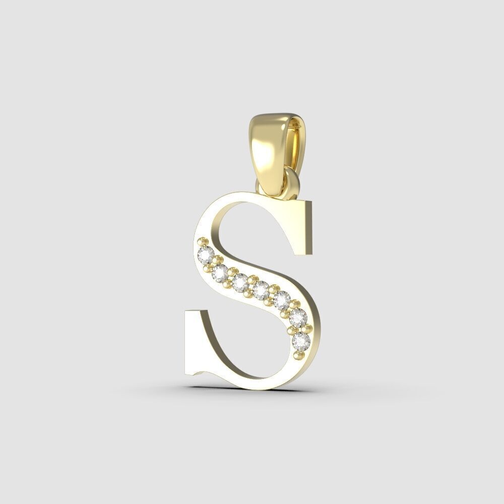 Alphabet Latin with gems S 3D print model_16