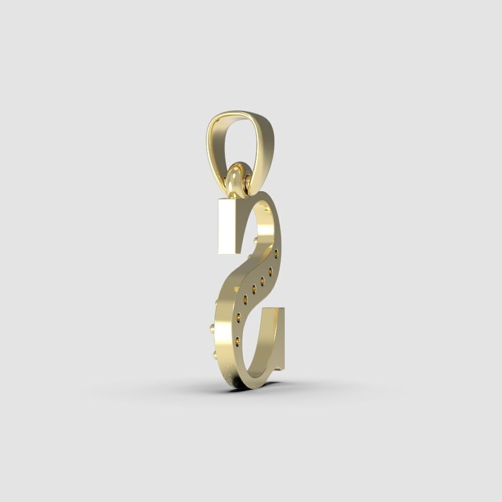 Alphabet Latin with gems S 3D print model_7