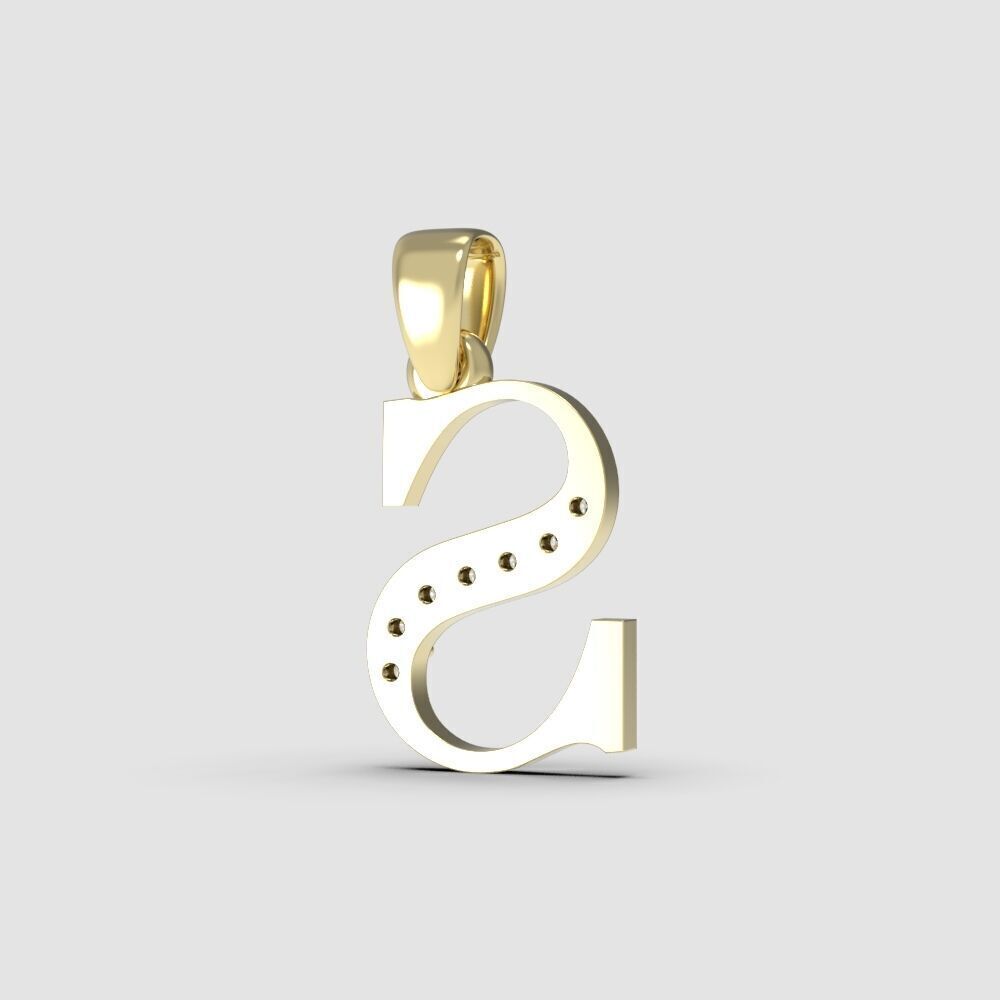 Alphabet Latin with gems S 3D print model_3