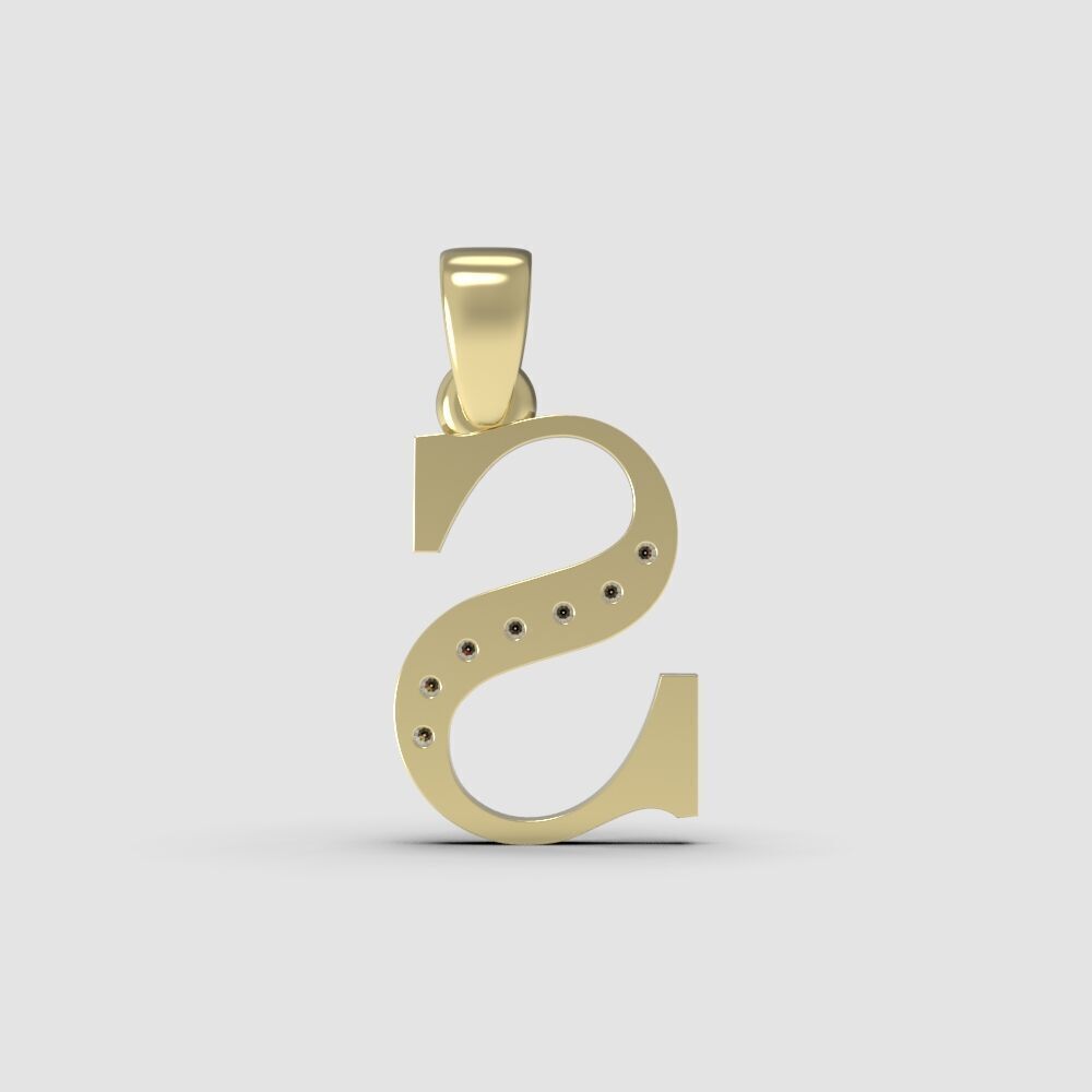 Alphabet Latin with gems S 3D print model_1