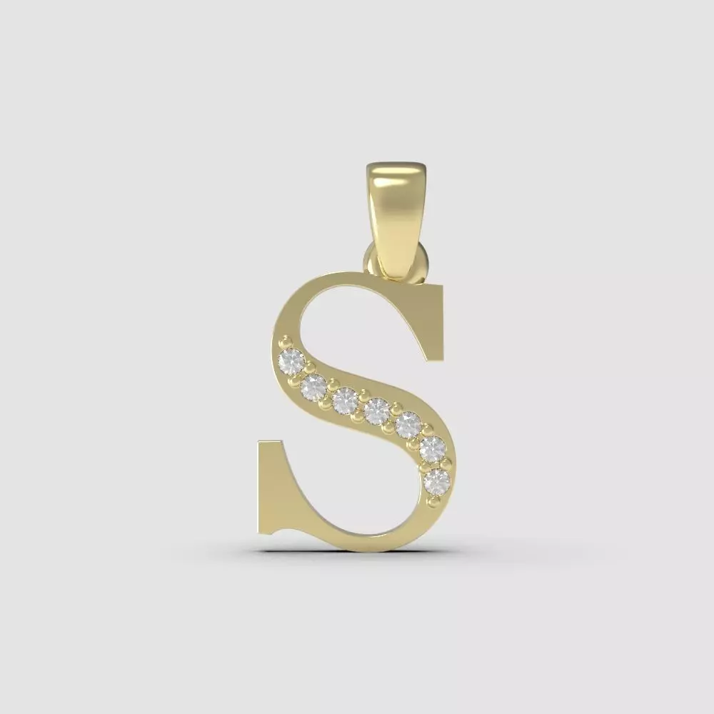 Alphabet Latin with gems S 3D print model_0