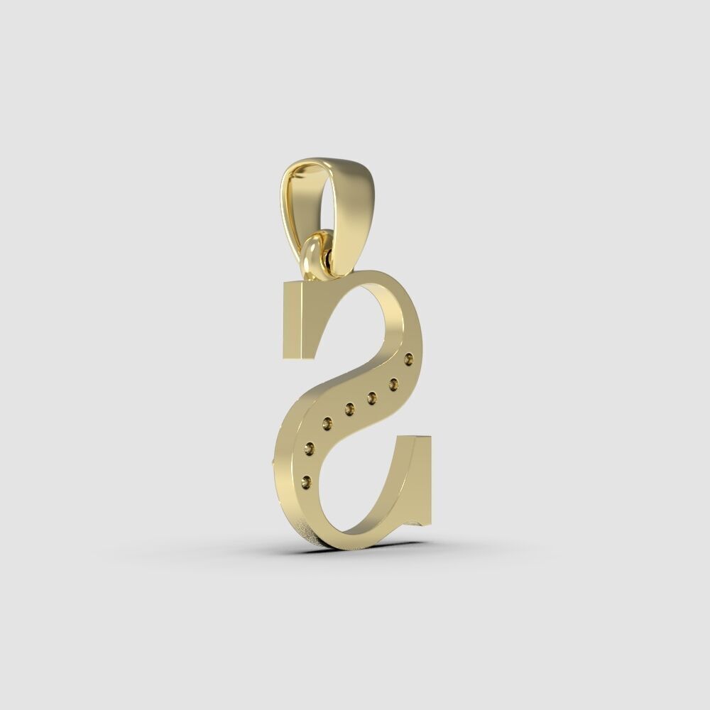 Alphabet Latin with gems S 3D print model_8