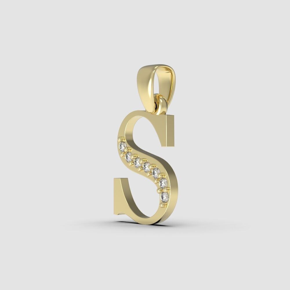 Alphabet Latin with gems S 3D print model_4