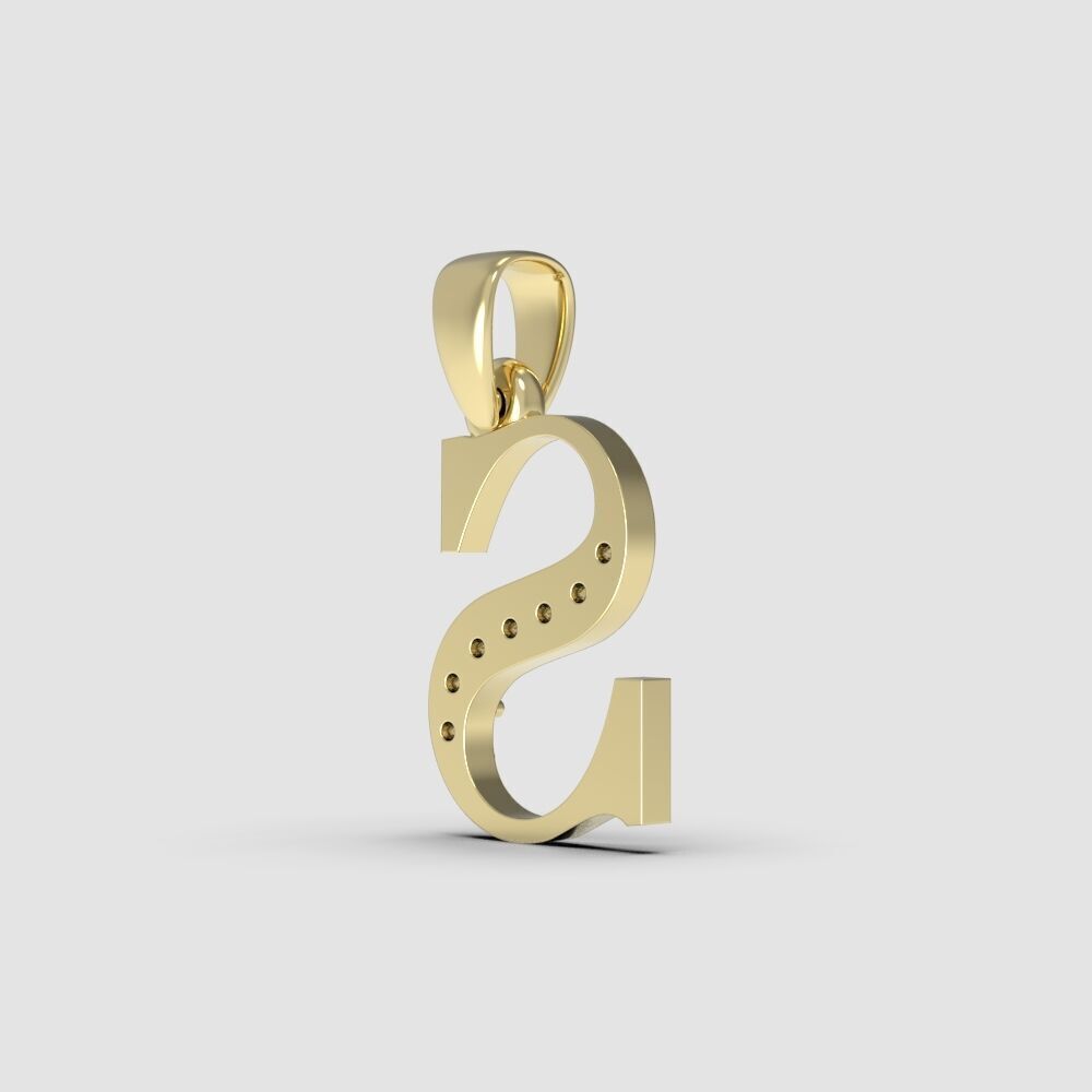 Alphabet Latin with gems S 3D print model_10