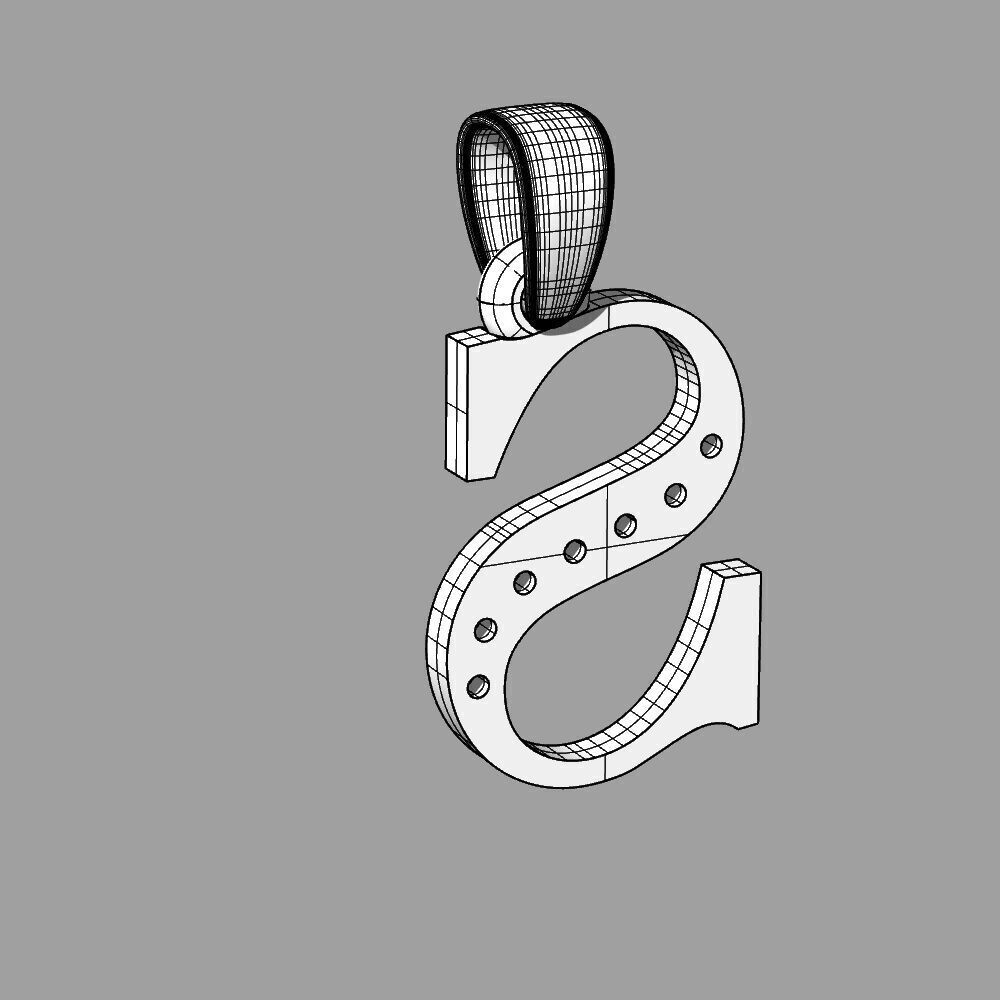 Alphabet Latin with gems S 3D print model_21