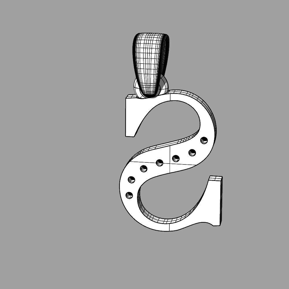 Alphabet Latin with gems S 3D print model_22