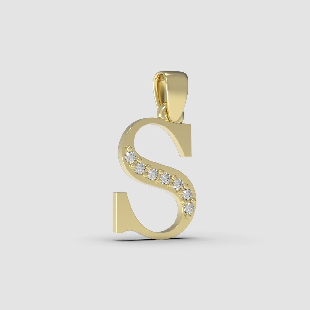 Alphabet Latin with gems S 3D print model_15