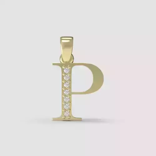 Alphabet Latin with gems P 3D print model