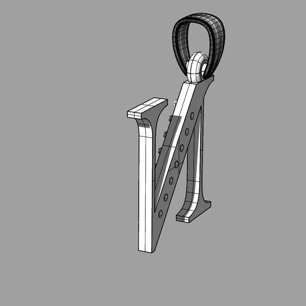 Alphabet Latin with gems N 3D print model_20