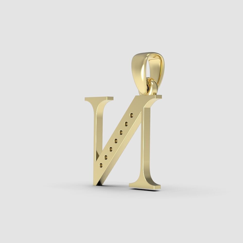 Alphabet Latin with gems N 3D print model_10