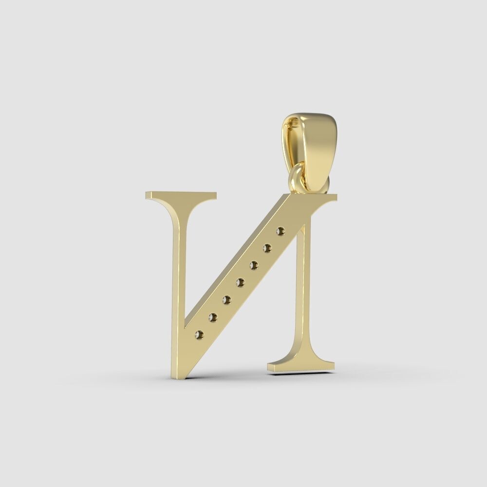 Alphabet Latin with gems N 3D print model_9