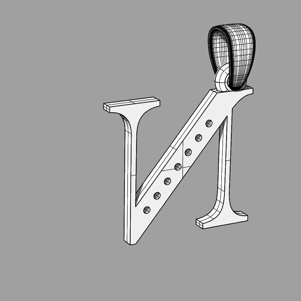 Alphabet Latin with gems N 3D print model_21