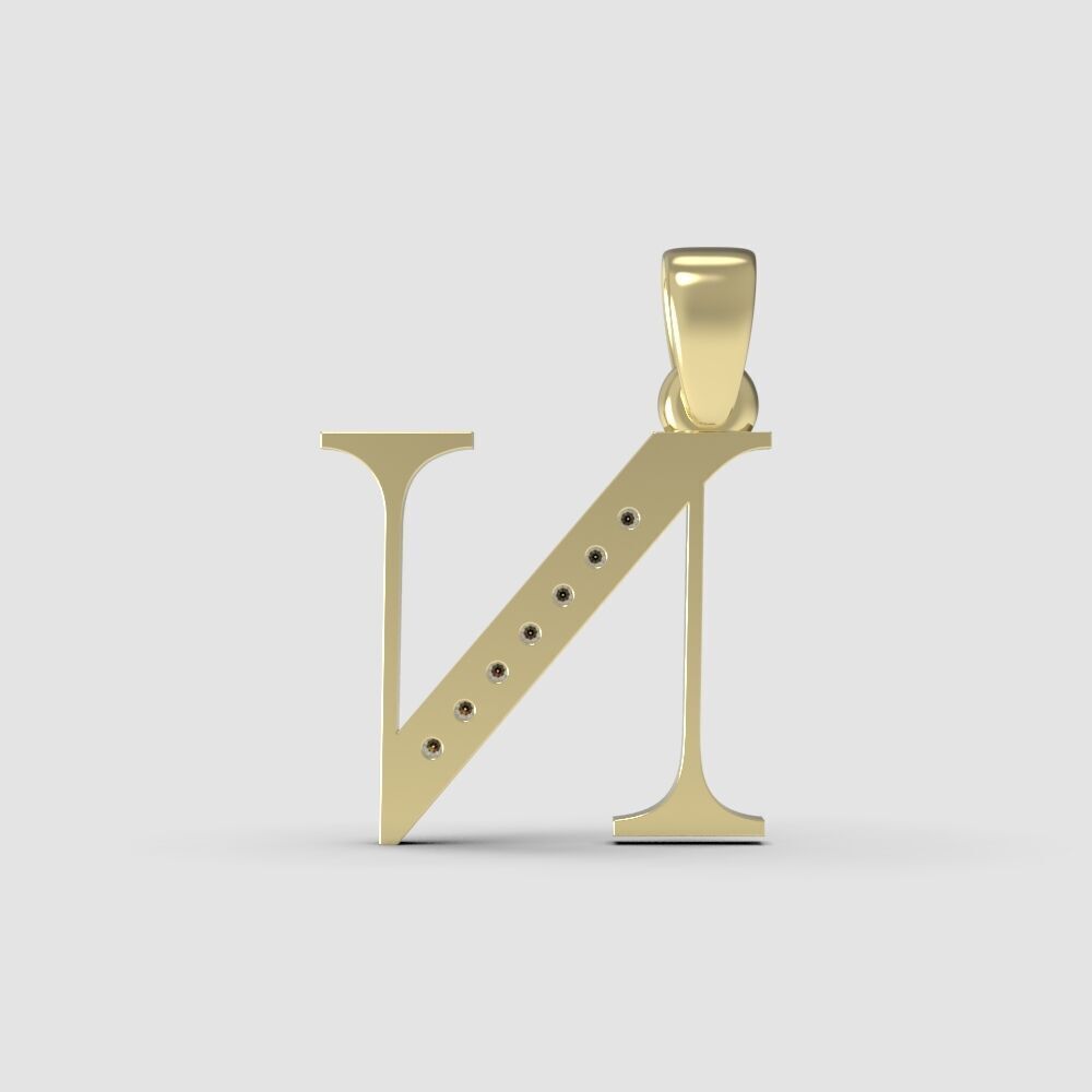 Alphabet Latin with gems N 3D print model_1