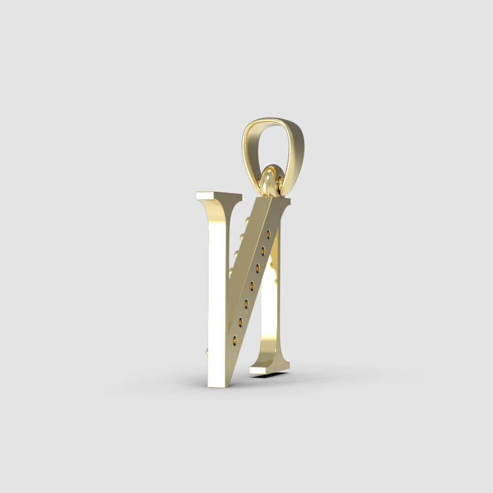 Alphabet Latin with gems N 3D print model_7