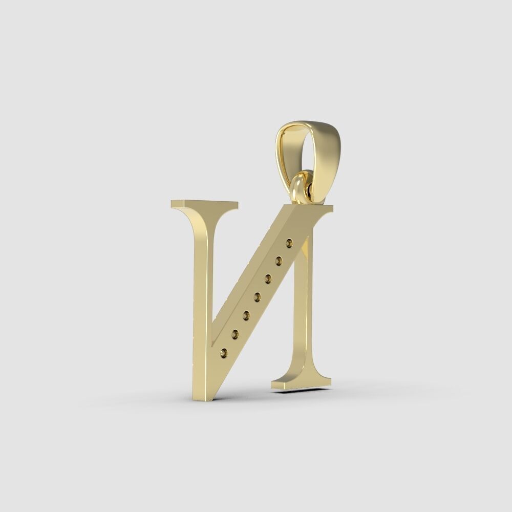Alphabet Latin with gems N 3D print model_8