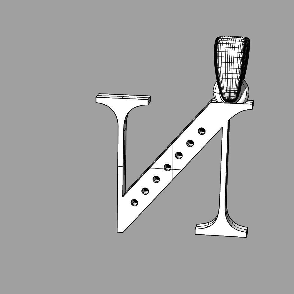 Alphabet Latin with gems N 3D print model_22