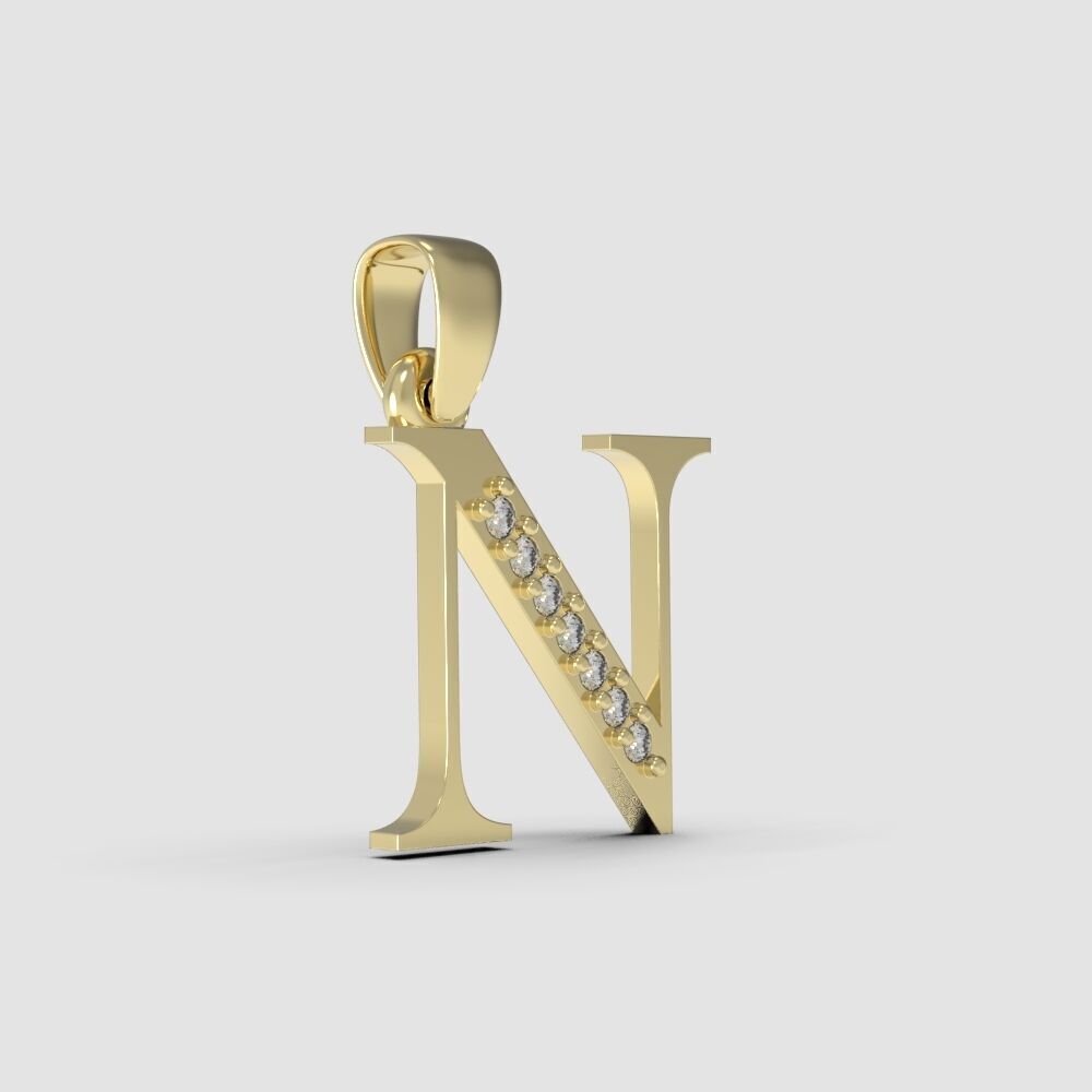 Alphabet Latin with gems N 3D print model_14