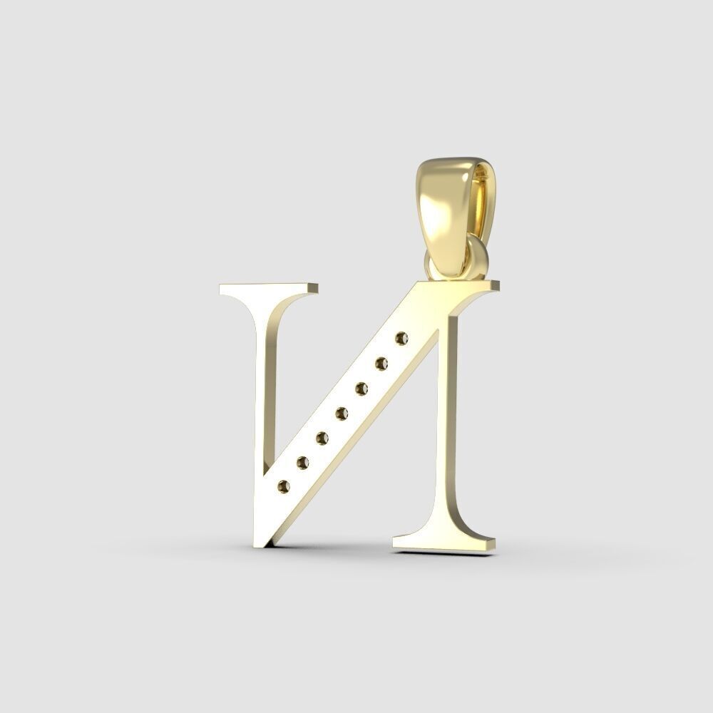 Alphabet Latin with gems N 3D print model_3