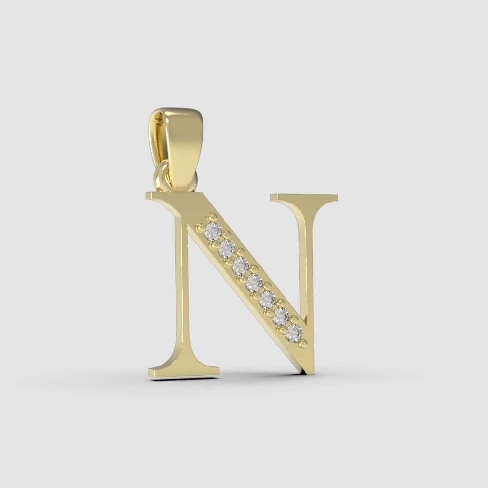 Alphabet Latin with gems N 3D print model_15