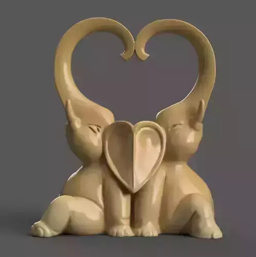 Elephant Couple Love Candle Holder STL for Romantic Decor 3D print model