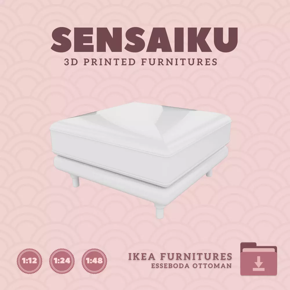 ESSEBODA Ottoman for Miniature Dollhouse IKEA 3D Print 3D print model