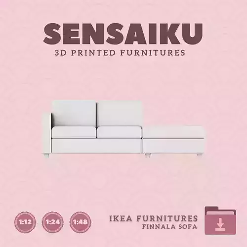 FINNALA 2 Seat Sofa with Open End for Dollhouse IKEA 3D Print