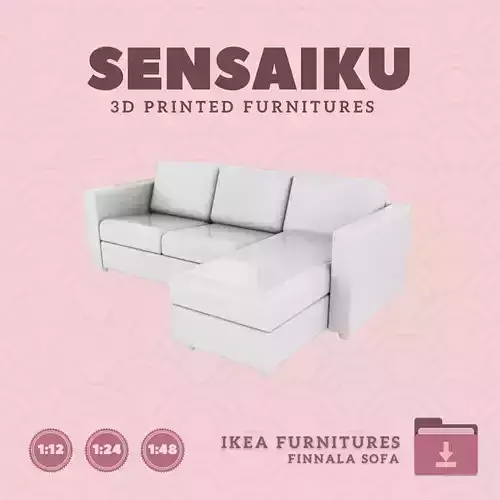 FINNALA Loveseat Sofa with Chaise for Dollhouse IKEA 3D Print 3D print model