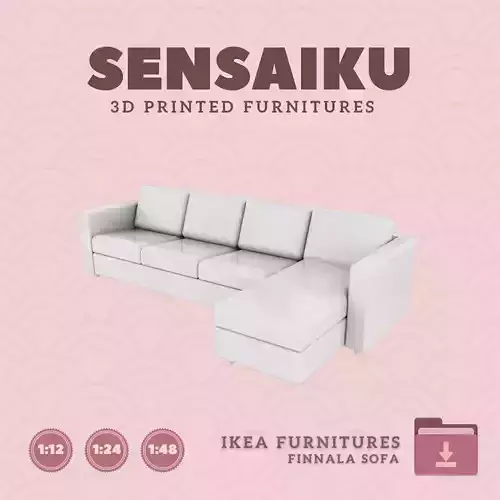 FINNALA 3 Seat Sofa with Chaise for Dollhouse IKEA 3D Print 3D print model