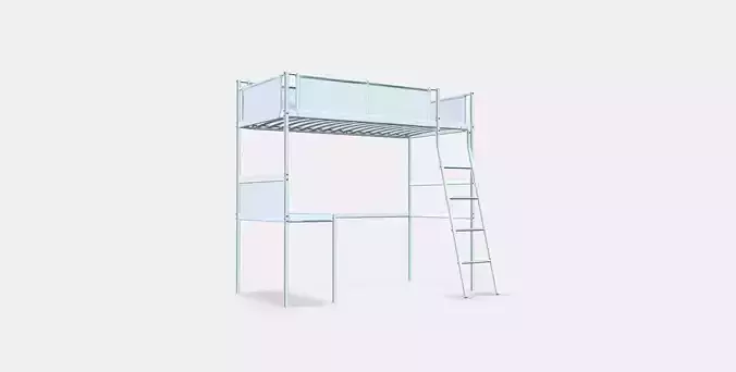 VITVAL Loft bed frame with desk top
