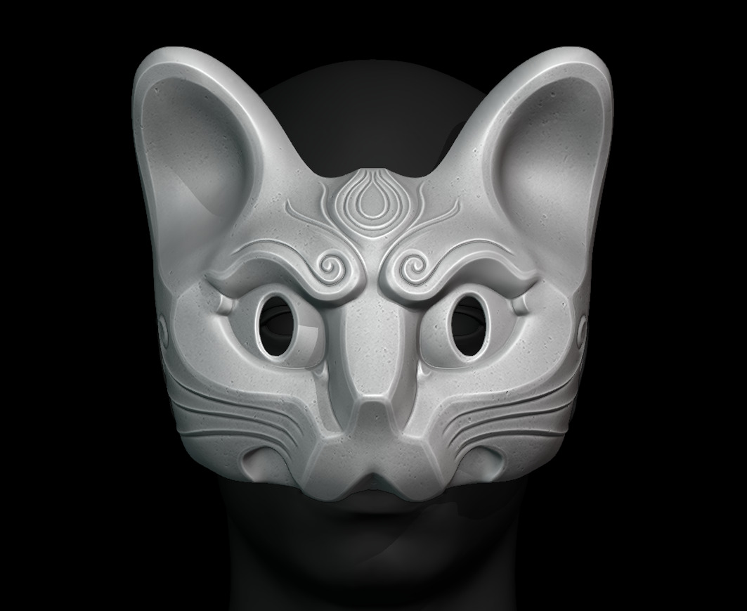 Japanese Cat Mask FullFace 3D Printable Model 3D print model_2