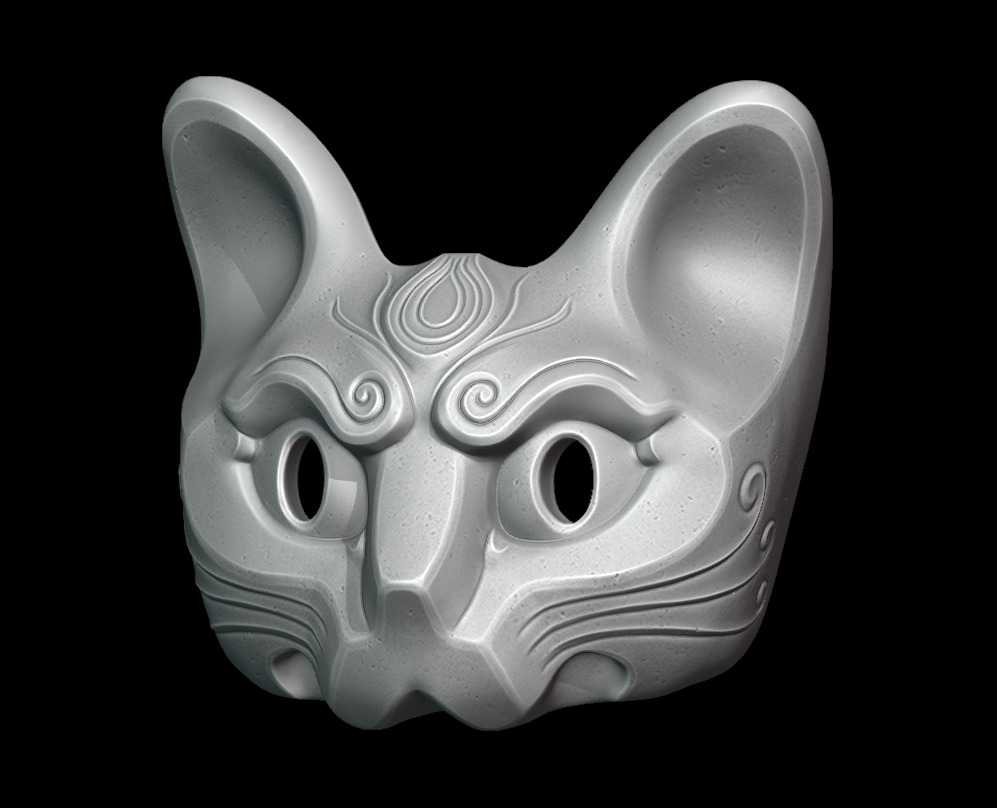 Japanese Cat Mask FullFace 3D Printable Model 3D print model_1