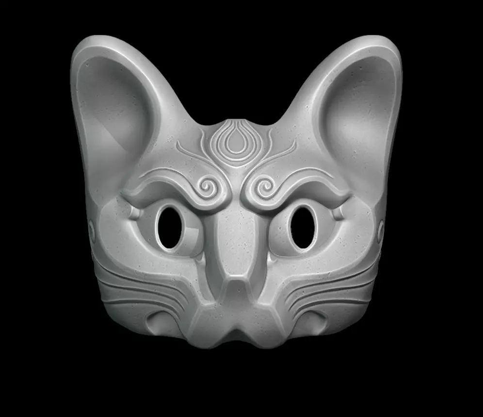Japanese Cat Mask FullFace 3D Printable Model 3D print model_0