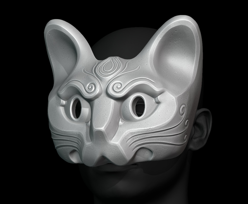 Japanese Cat Mask FullFace 3D Printable Model 3D print model_3