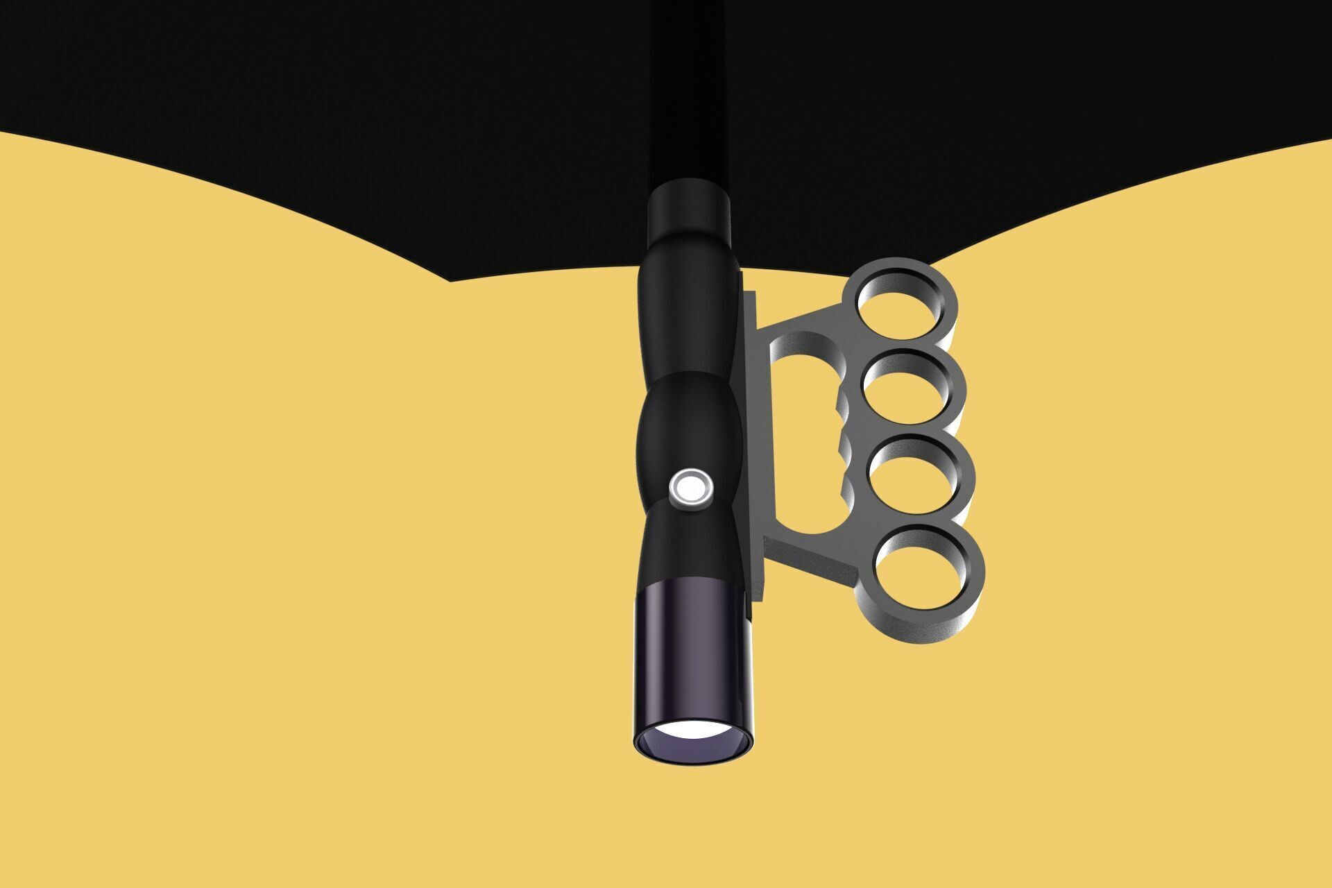 SAFETY UMBRELLA SELF DEFENSE FINGER HOLE GRIP FLASHLIGHT TORCH 3D model_15