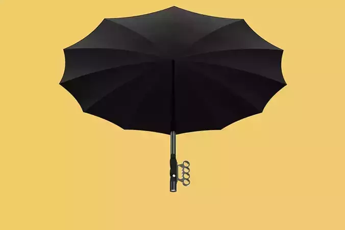 SAFETY UMBRELLA SELF DEFENSE FINGER HOLE GRIP FLASHLIGHT TORCH