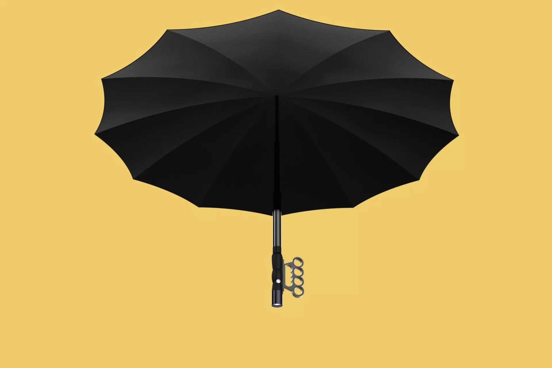 SAFETY UMBRELLA SELF DEFENSE FINGER HOLE GRIP FLASHLIGHT TORCH 3D model_0