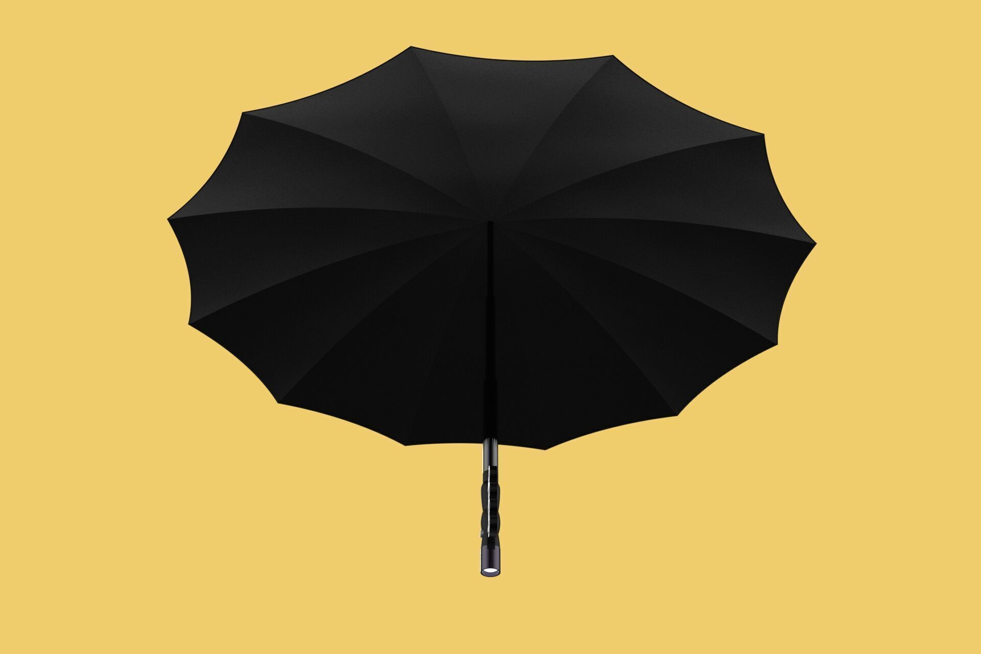 SAFETY UMBRELLA SELF DEFENSE FINGER HOLE GRIP FLASHLIGHT TORCH 3D model_20