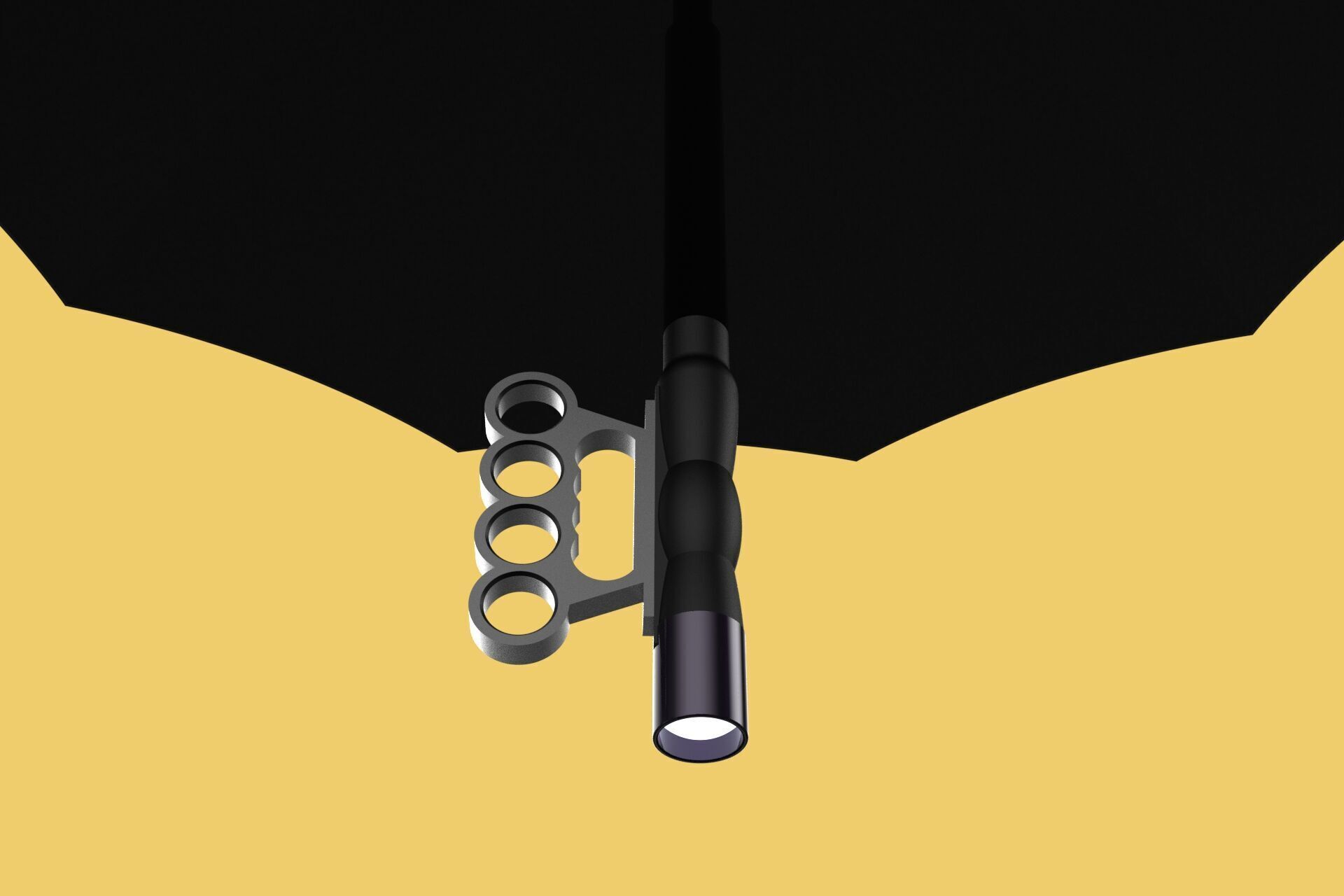 SAFETY UMBRELLA SELF DEFENSE FINGER HOLE GRIP FLASHLIGHT TORCH 3D model_14