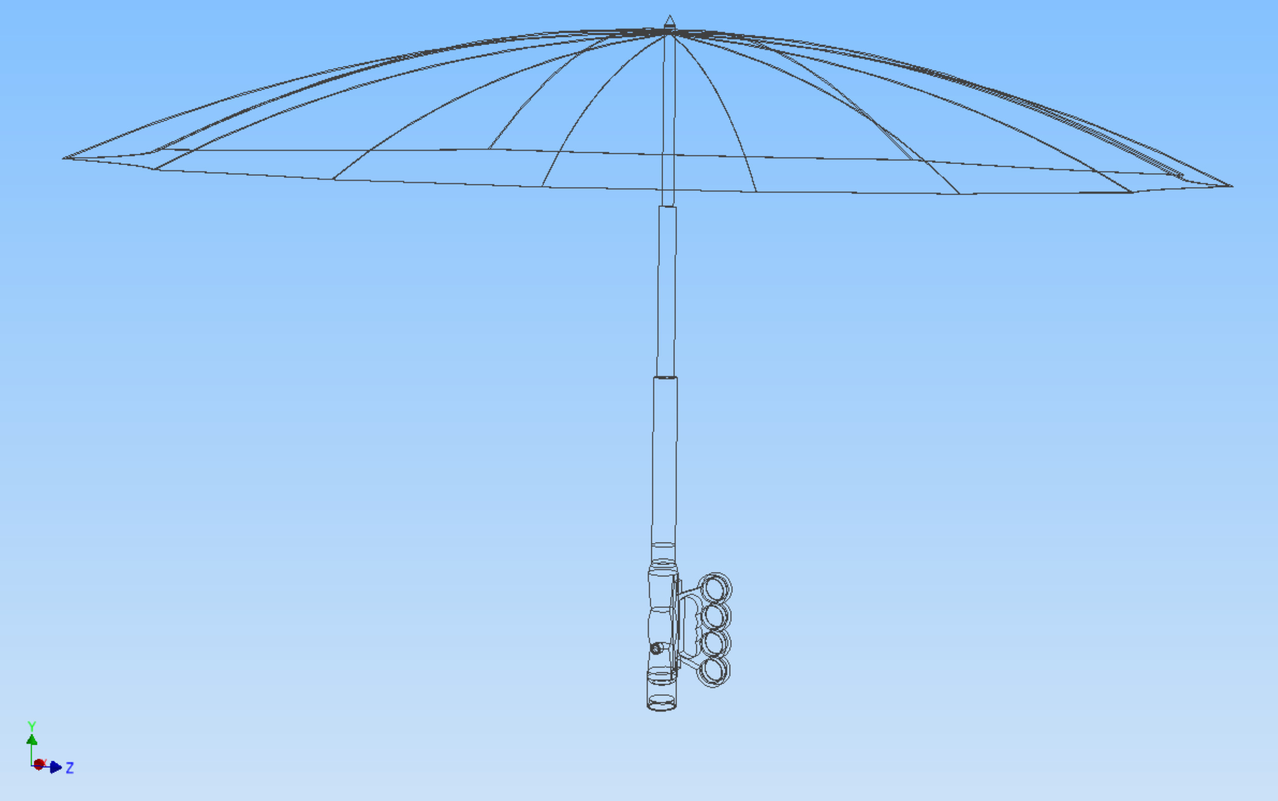 SAFETY UMBRELLA SELF DEFENSE FINGER HOLE GRIP FLASHLIGHT TORCH 3D model_26