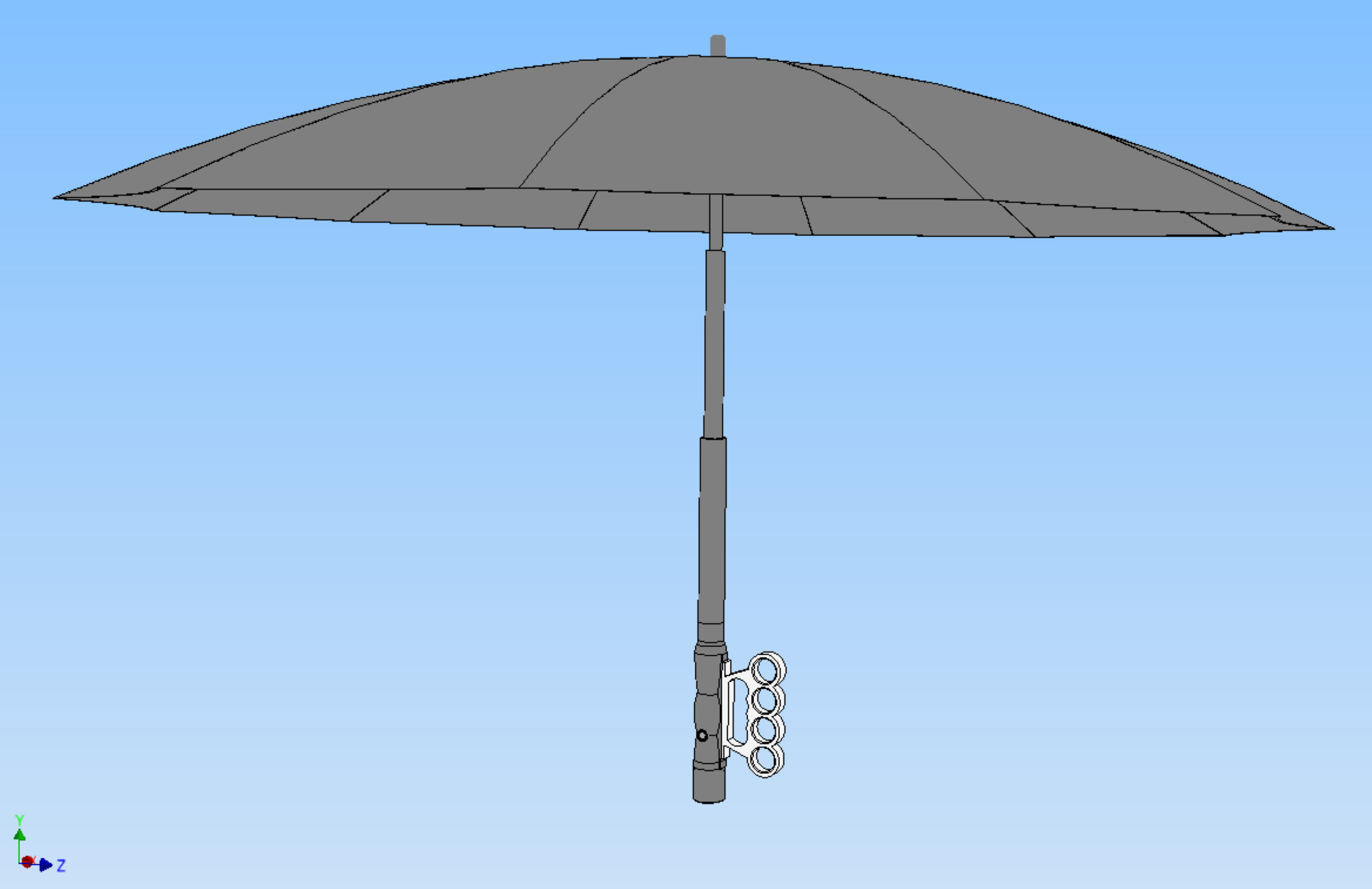 SAFETY UMBRELLA SELF DEFENSE FINGER HOLE GRIP FLASHLIGHT TORCH 3D model_25