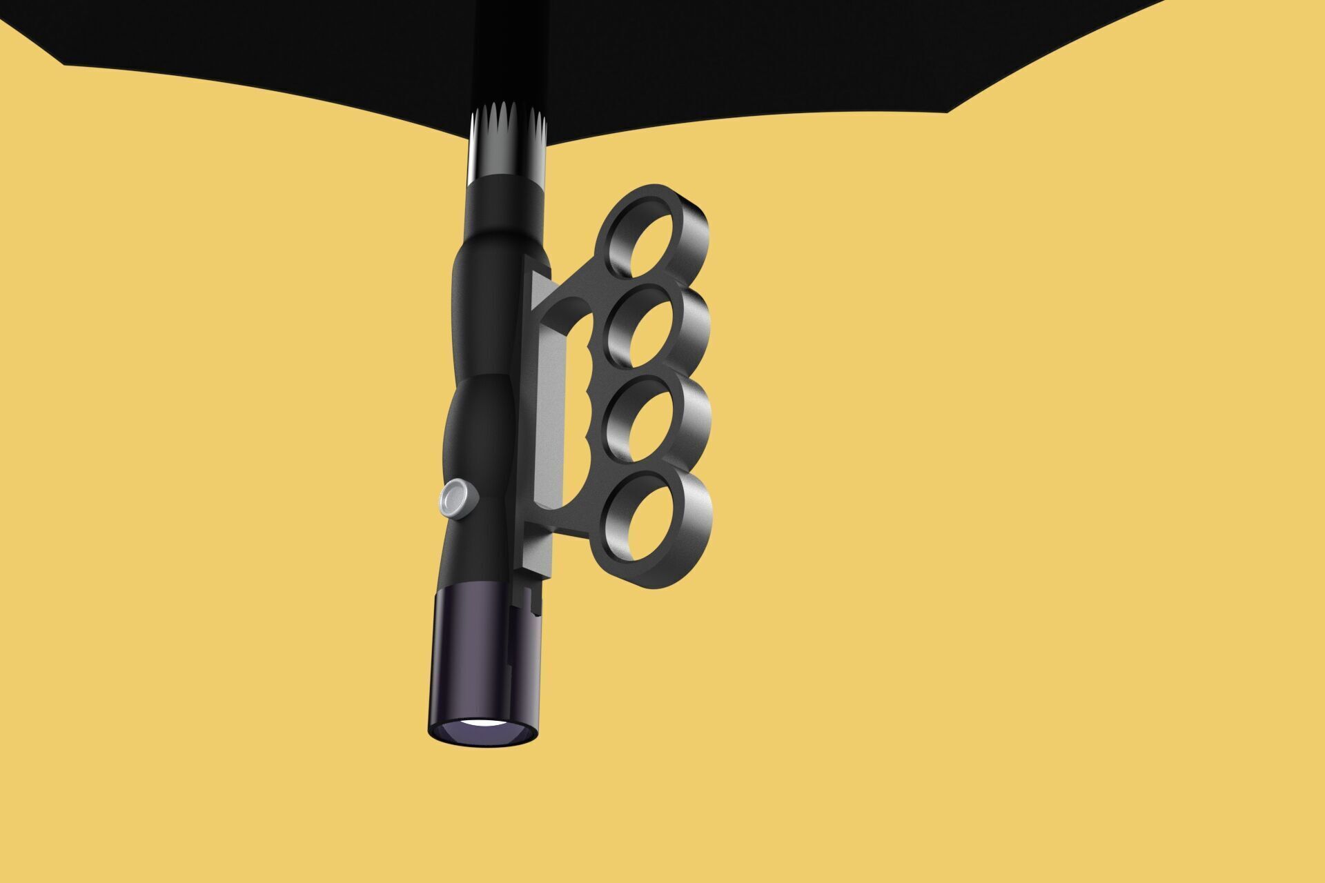 SAFETY UMBRELLA SELF DEFENSE FINGER HOLE GRIP FLASHLIGHT TORCH 3D model_7
