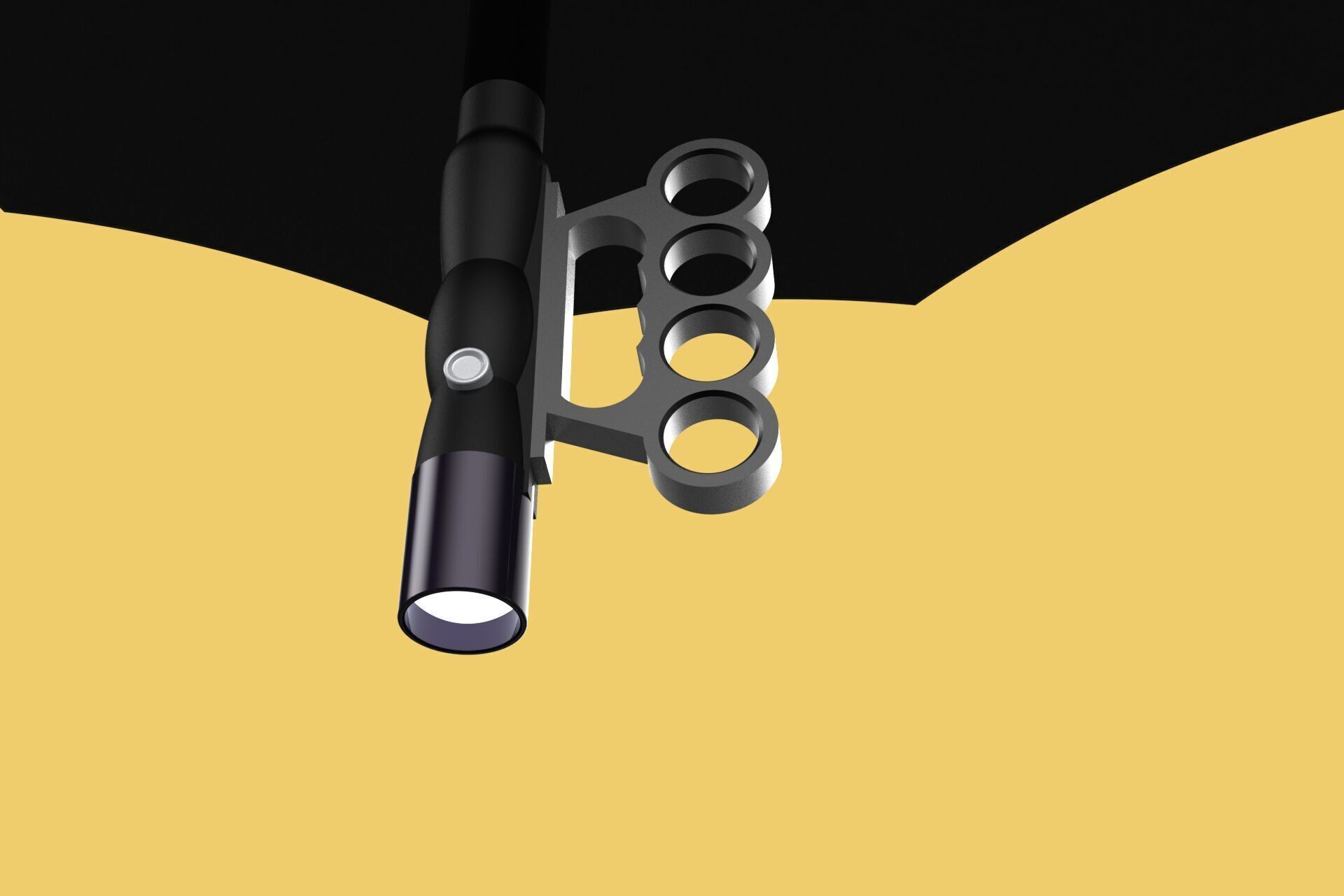 SAFETY UMBRELLA SELF DEFENSE FINGER HOLE GRIP FLASHLIGHT TORCH 3D model_10