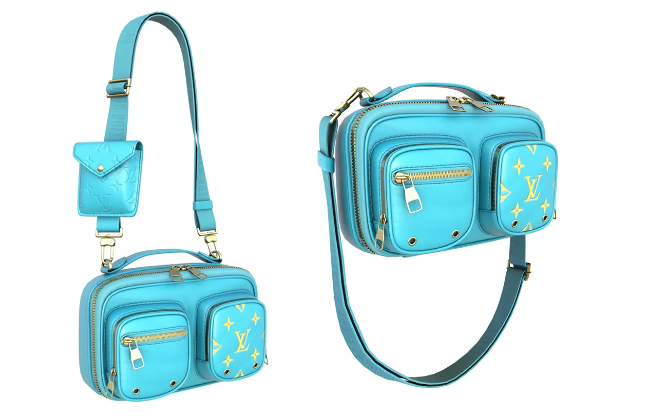 Louis Vuitton Blue Embossed Monogram Utility Crossbody Bag Low-poly 3D model