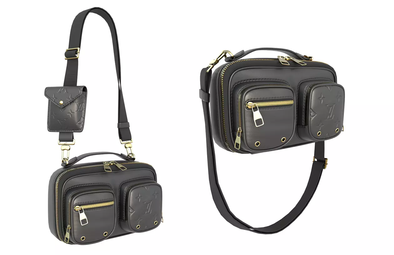 Louis Vuitton Black Embossed Monogram Utility Crossbody Bag Low-poly 3D model